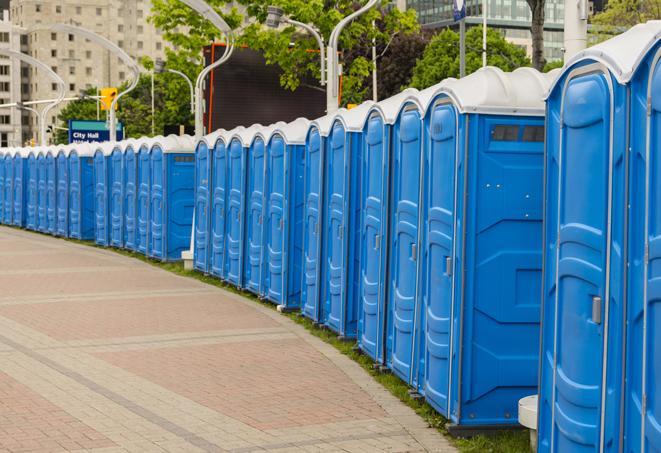 Seasonal porta potty units set up at a Livingston, Texas venue