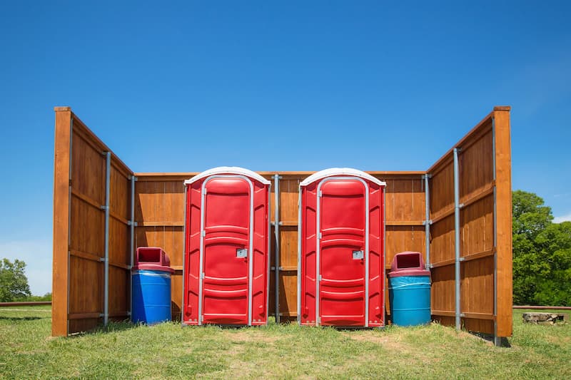 Short-term porta potty units staged for delivery in Livingston, Texas